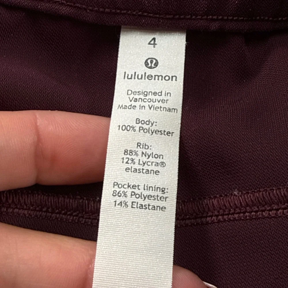 Lululemon Jogger Pants Plum Maroon Drawstring‎ Stretch Athletic Women's Size 4